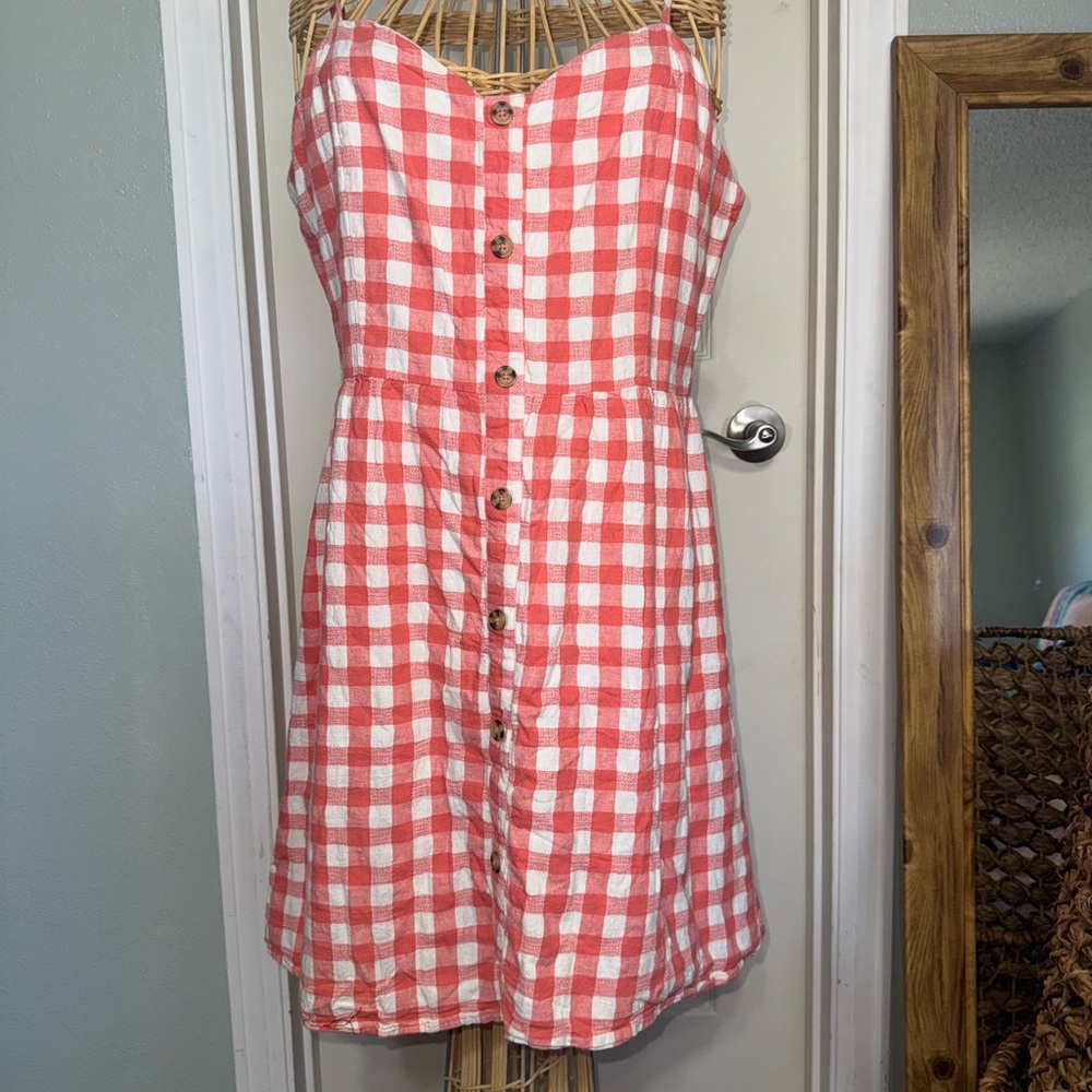 Gianni Bini Women’s XL Cotton Linen Gingham Dress